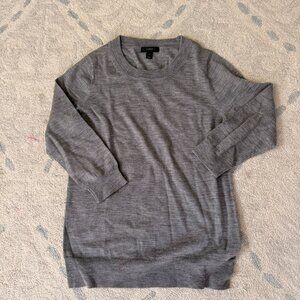 J. Crew 100% Merino Wool 3/4 Length Sleeve Gray Crew Neck Sweater